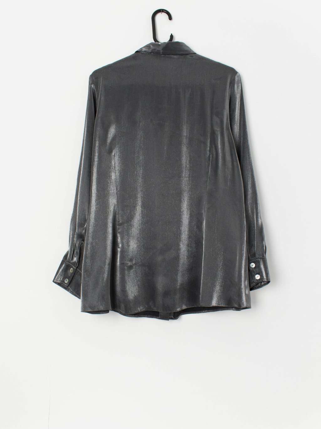Vintage shiny silver blouse - Large - Image 2