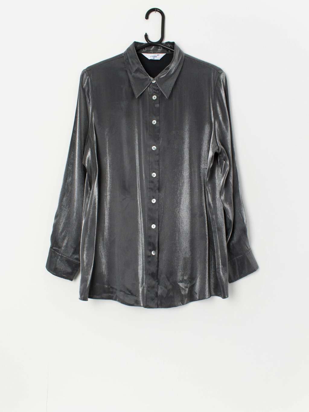 Vintage shiny silver blouse - Large