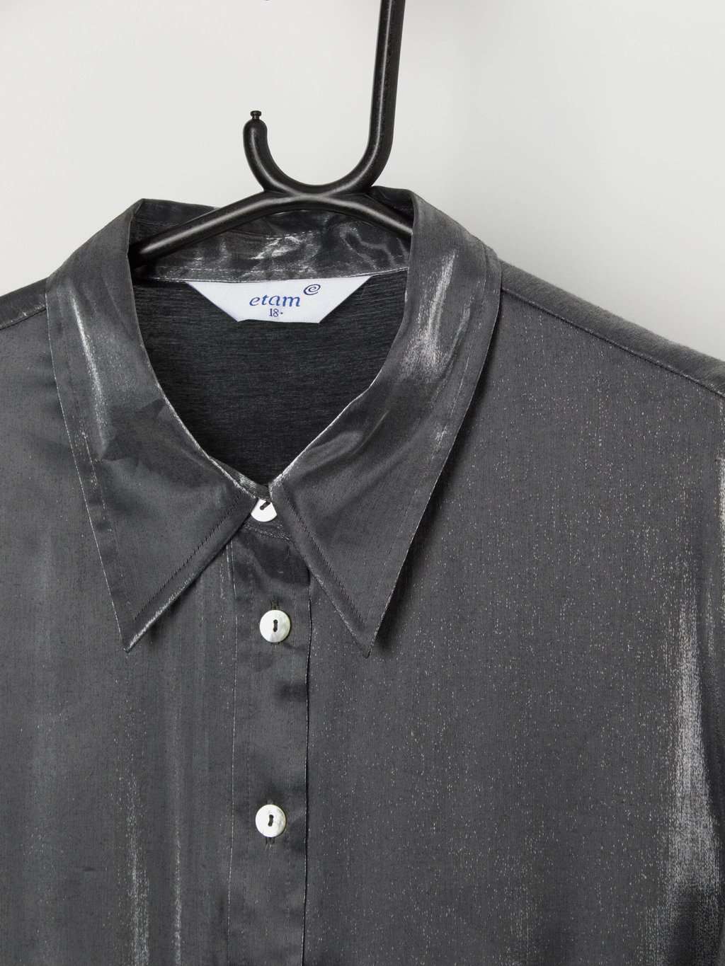 Vintage shiny silver blouse - Large - Image 3