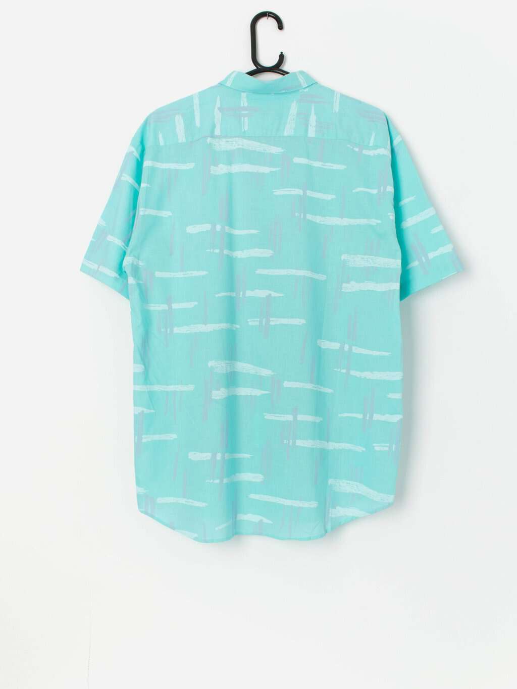 Vintage shirt in aquamarine blue with artsy pattern - Medium / Large - Image 3