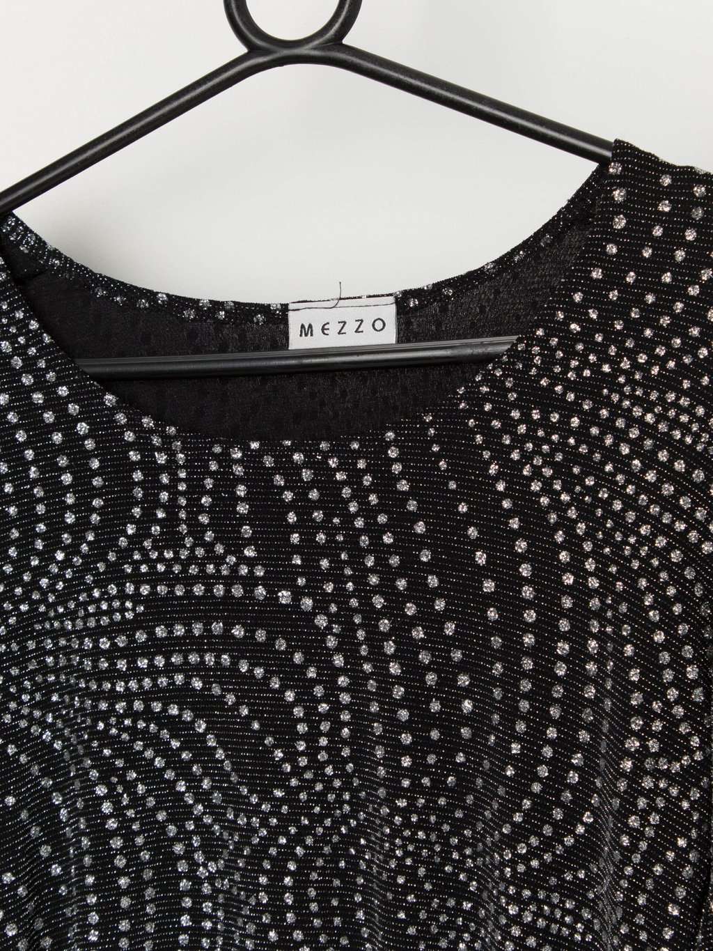 Vintage sparkly top in black and silver - Small - Image 2