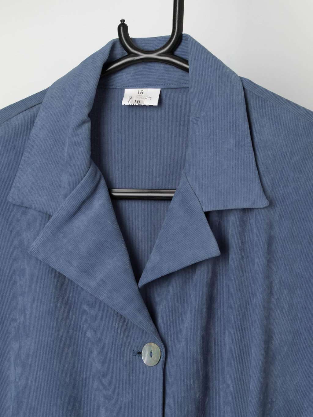 Vintage teal velvet duster coat with mother of pearl buttons - Large - Image 2