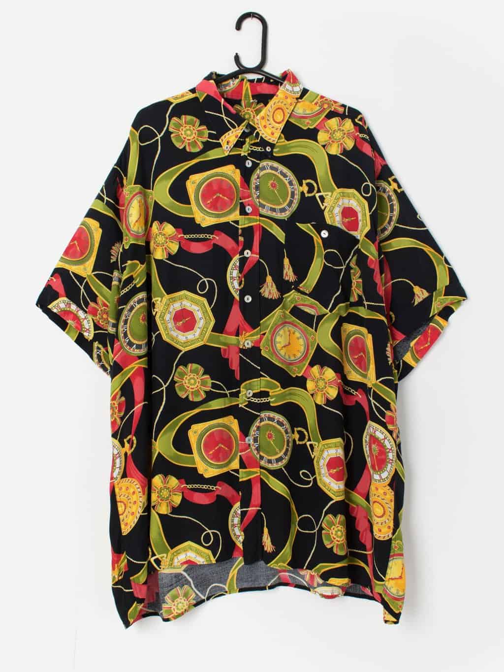 Vintage watch pattern shirt - 2XL