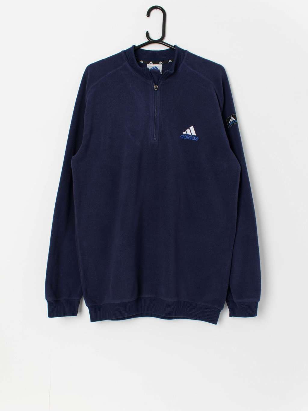 Vintage Y2K Adidas fleece in blue with quarter zip - Large
