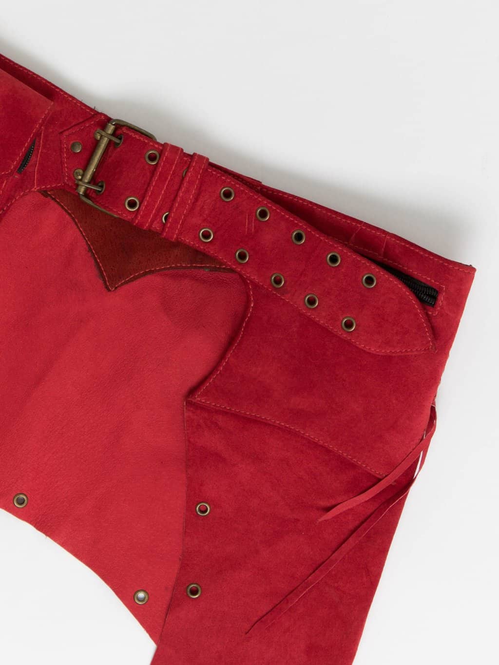 Vintage Y2K red suede festival belt bag - One Size - Image 2