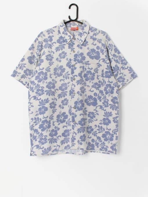 Y2K Oxbow Hawaiian shirt in white and blue - M / L