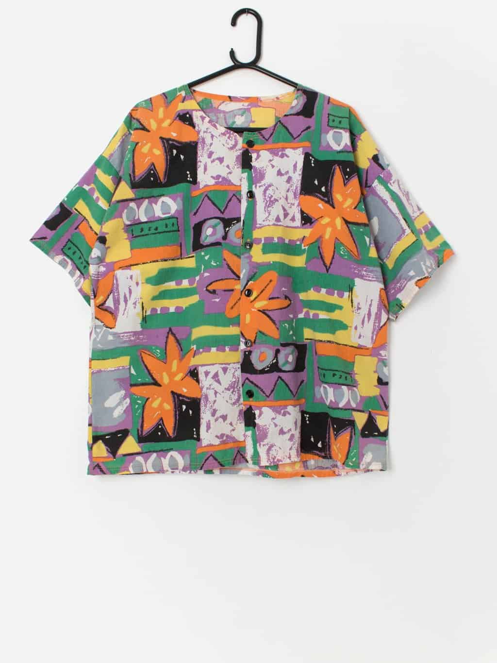 80s vintage crazy shirt with oversized fit - Large