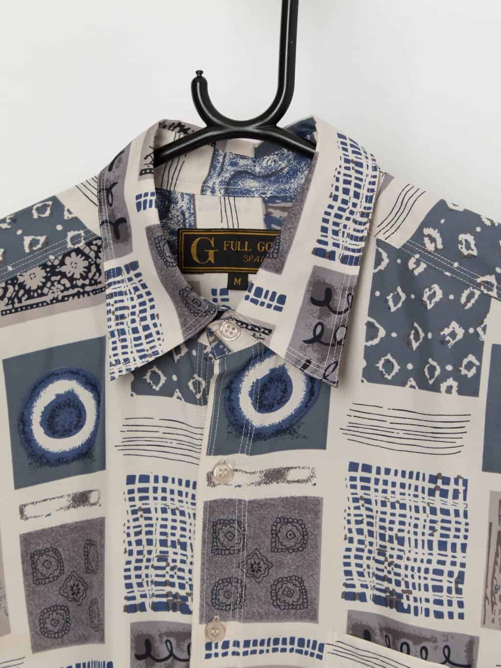 90s vintage silk shirt with bold abstract pattern - Medium - Image 2