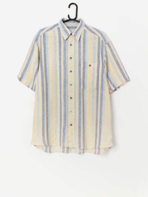90s vintage striped shirt with short sleeves - Medium