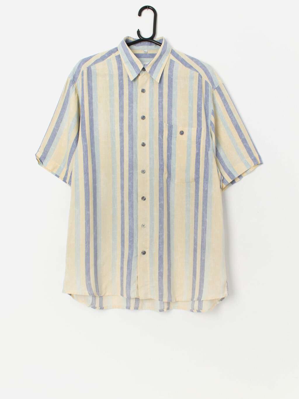 90s vintage striped shirt with short sleeves - Medium
