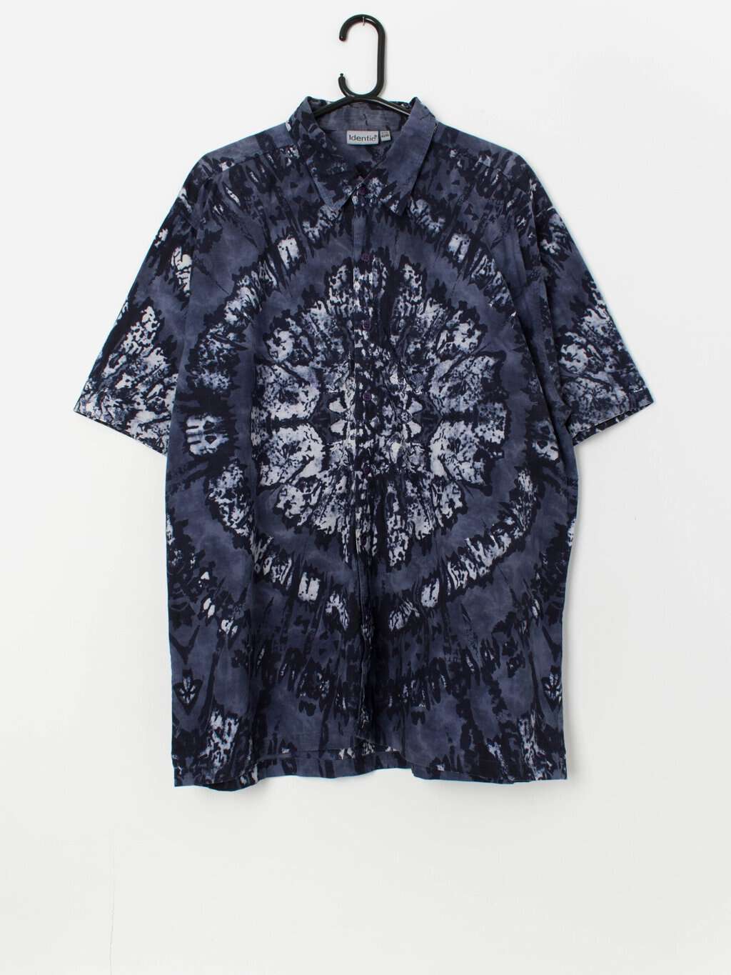 90s vintage tie dye shirt in navy blue - XL