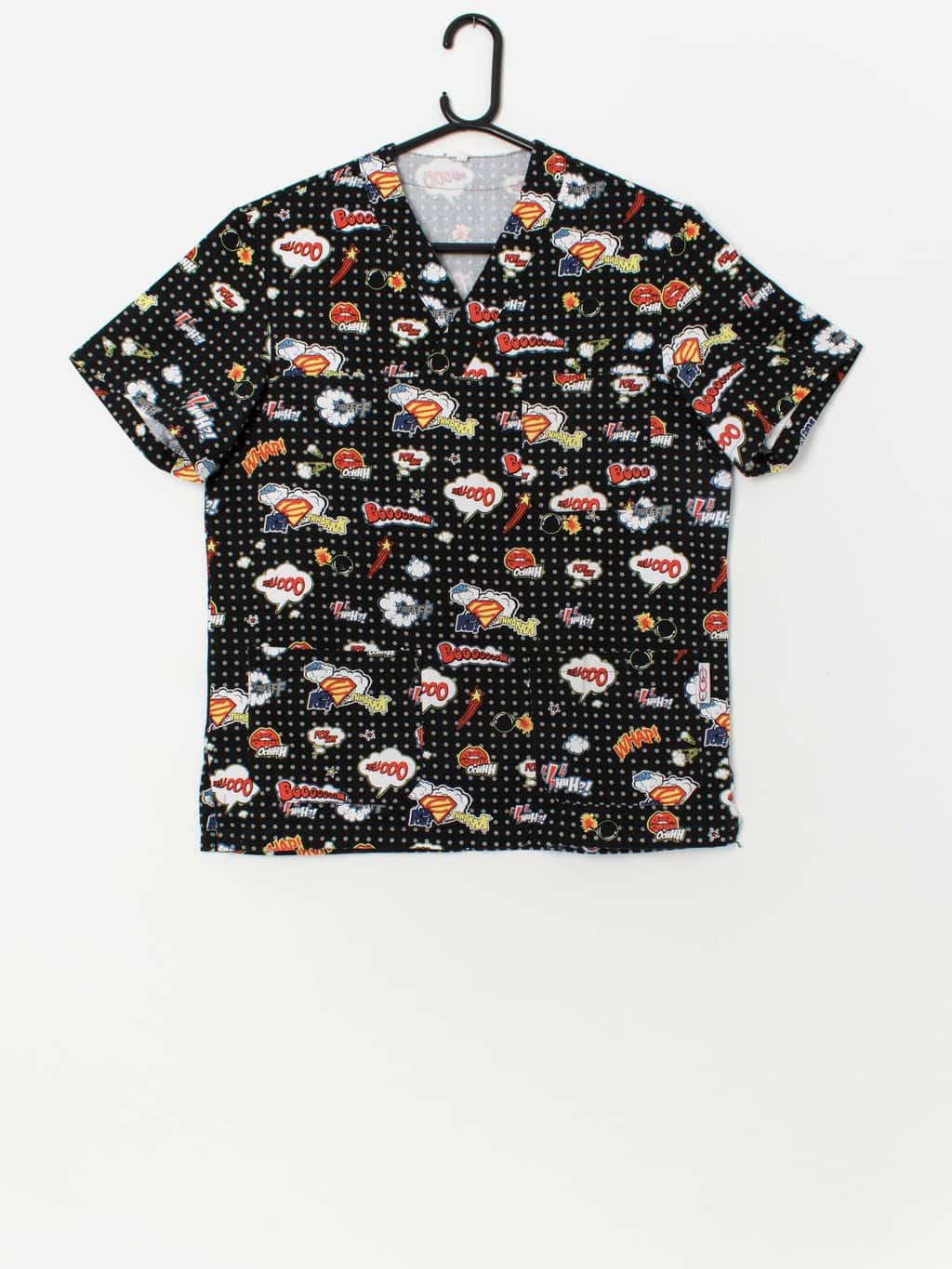 Black tunic with pop art and polka dot pattern - Small