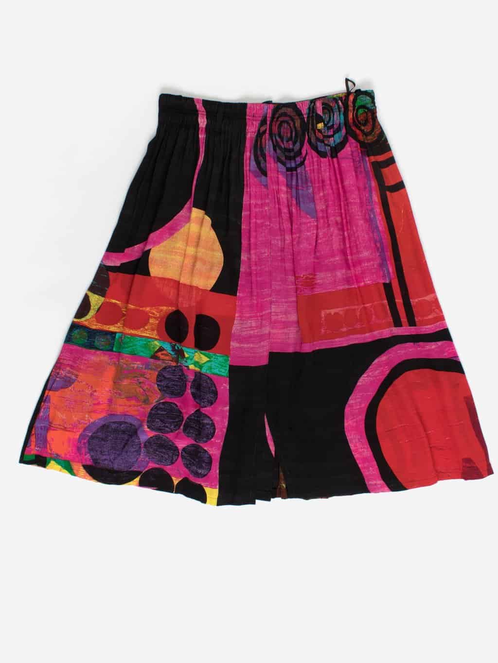 Bright vintage skirt by Monari with bold geometric design - Medium / Large - Image 3
