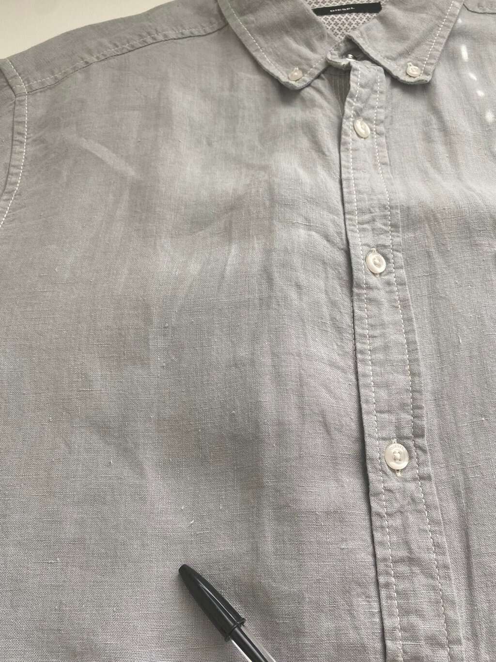 Diesel short sleeved linen shirt in grey - Large - Image 5