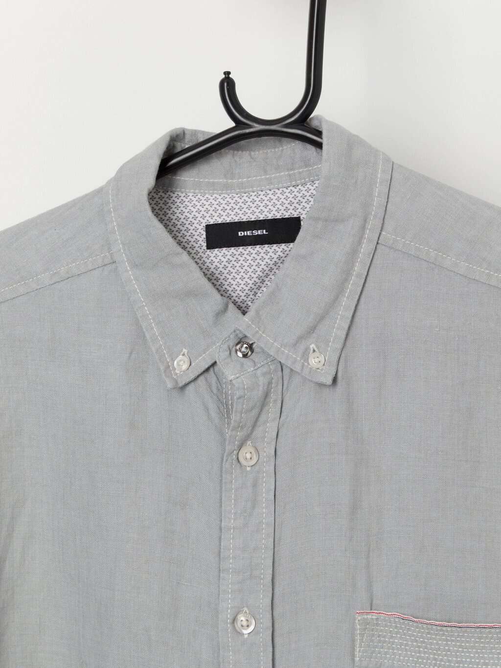 Diesel short sleeved linen shirt in grey - Large - Image 2