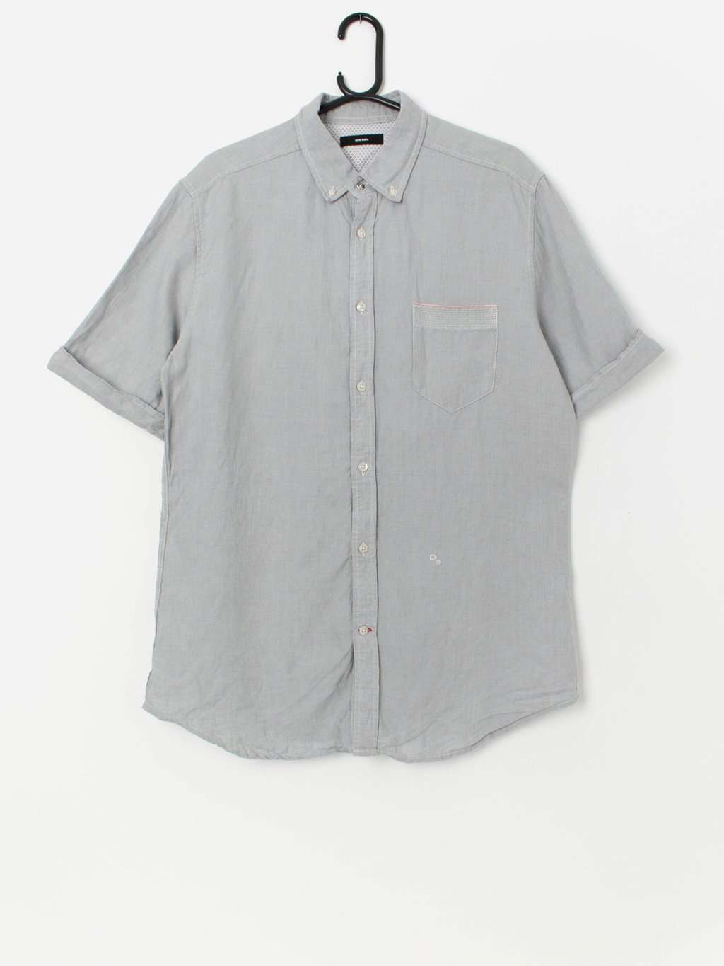 Diesel short sleeved linen shirt in grey - Large
