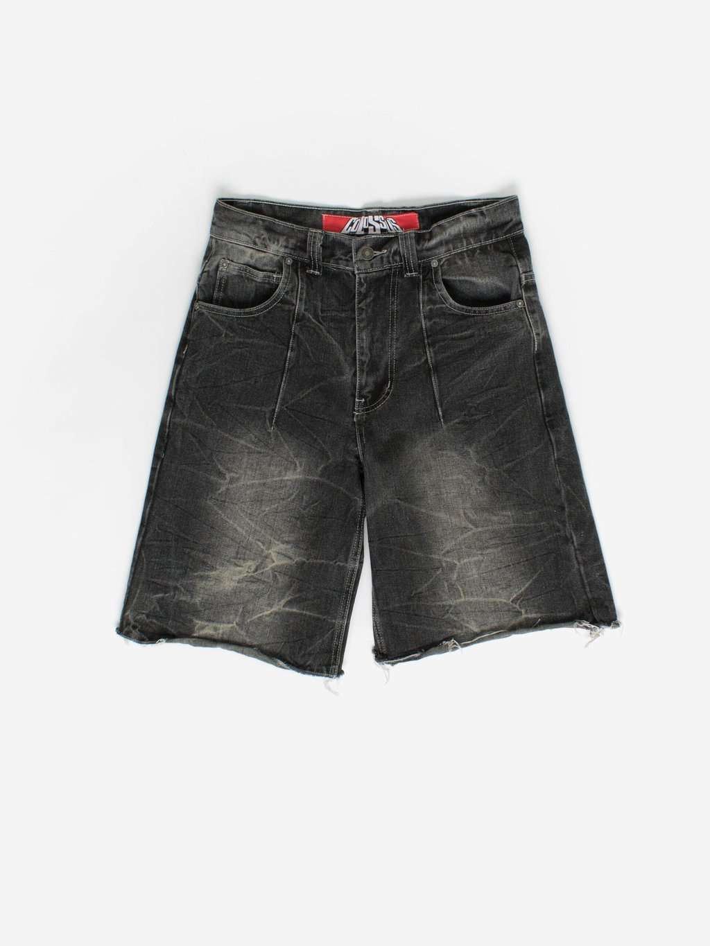 Mens black shorts with distressed hem - Medium
