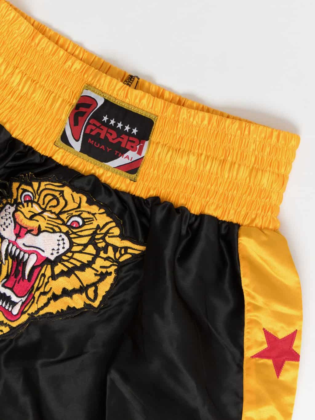 Mens Muay Thai shorts in yellow and black - Medium / Large - Image 2