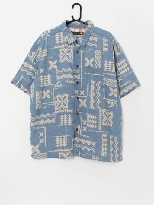 Quiksilver Waterman Collection Hawaiian shirt in blue and beige - XL