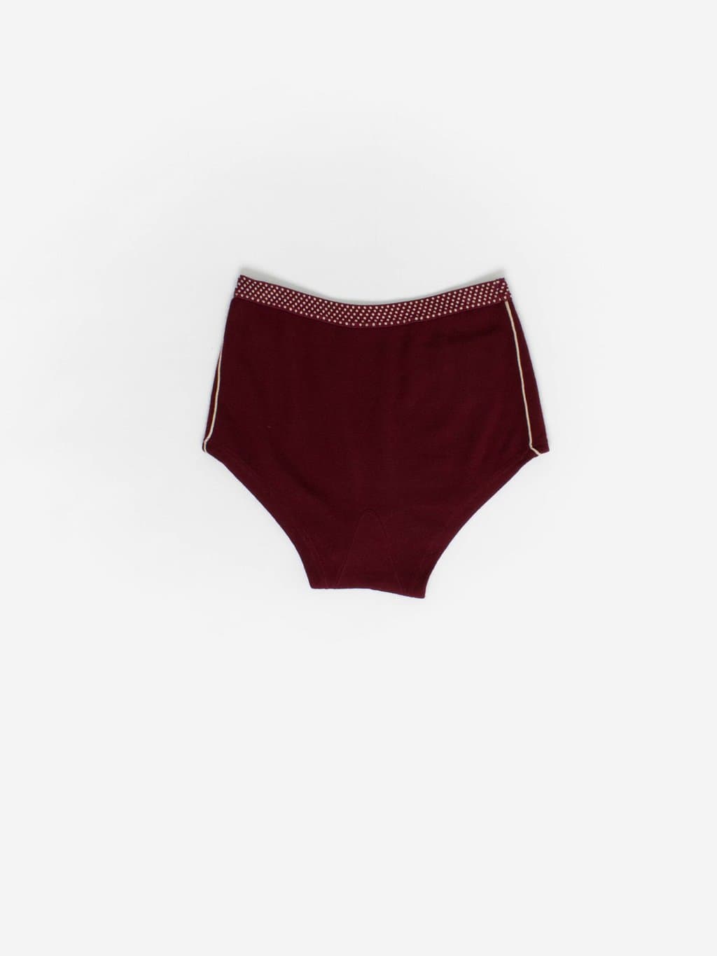Rare 1950s vintage knitted swimming trunks in burgundy red - Medium / Large - Image 3