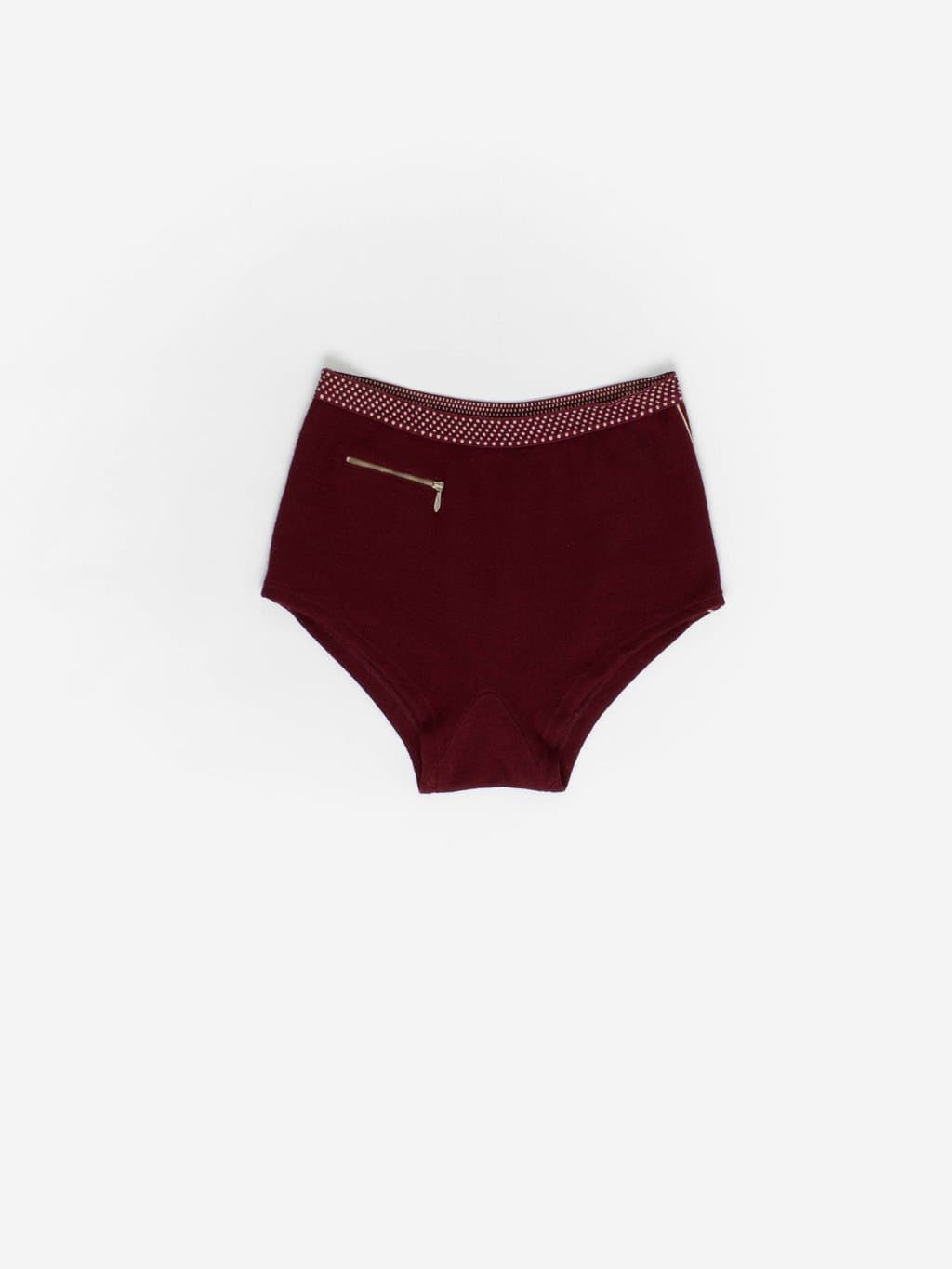 Rare 1950s vintage knitted swimming trunks in burgundy red - Medium / Large