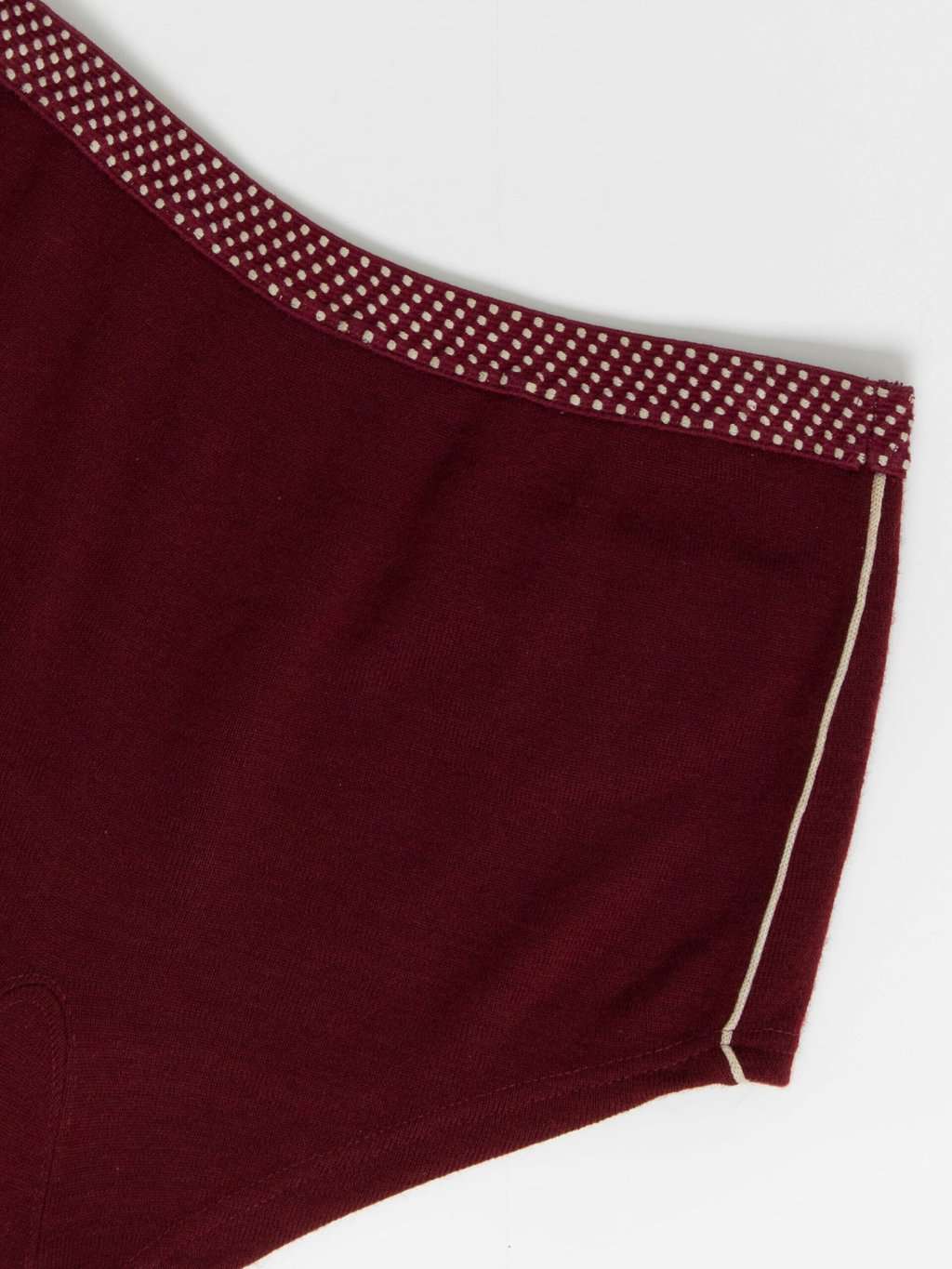 Rare 1950s vintage knitted swimming trunks in burgundy red - Medium / Large - Image 4