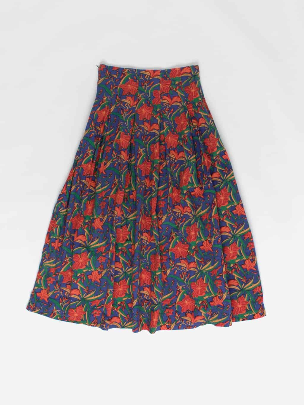 Rare vintage Anokhi floral skirt in blue, red and green - Small - Image 3