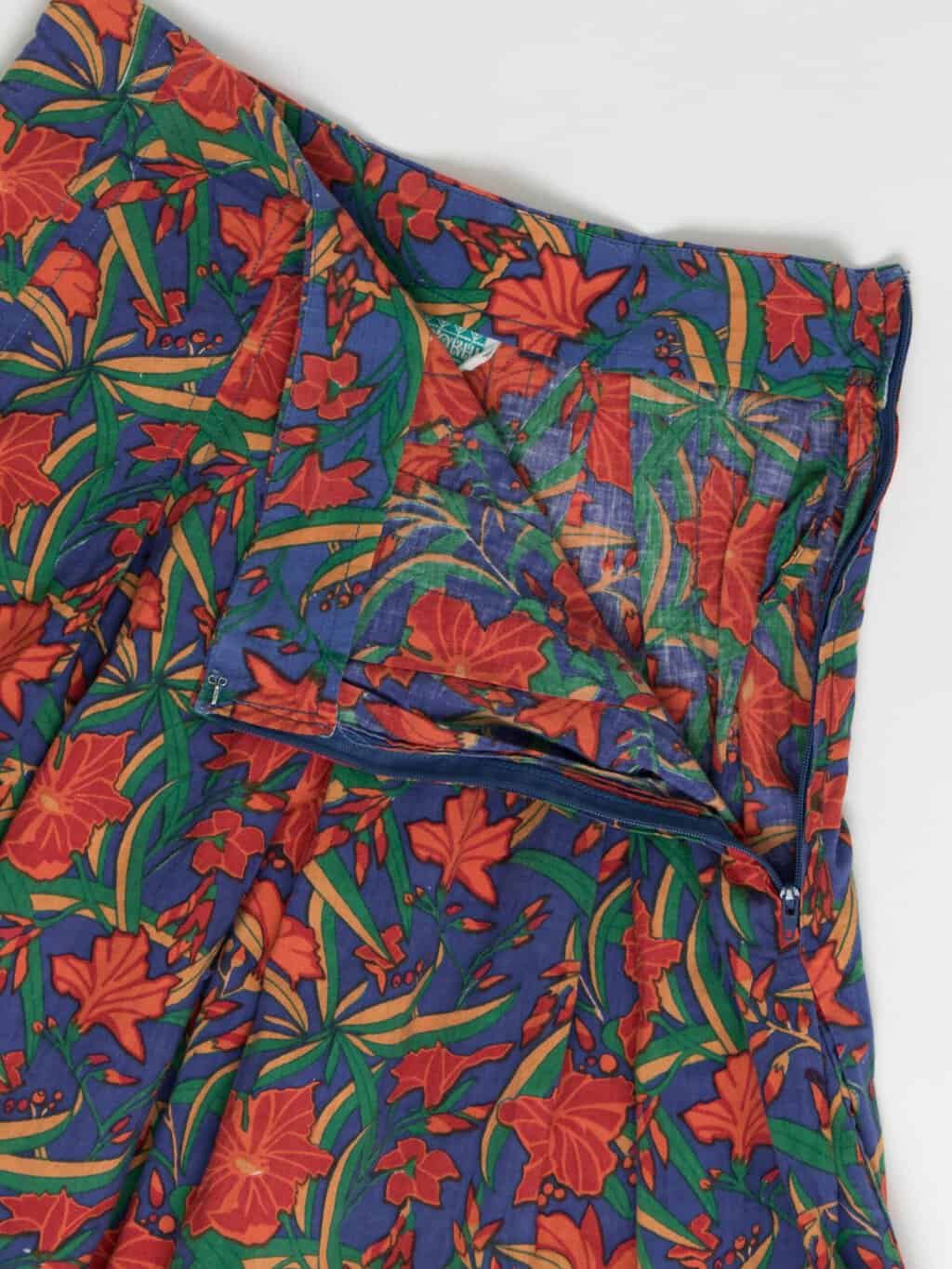Rare vintage Anokhi floral skirt in blue, red and green - Small - Image 2