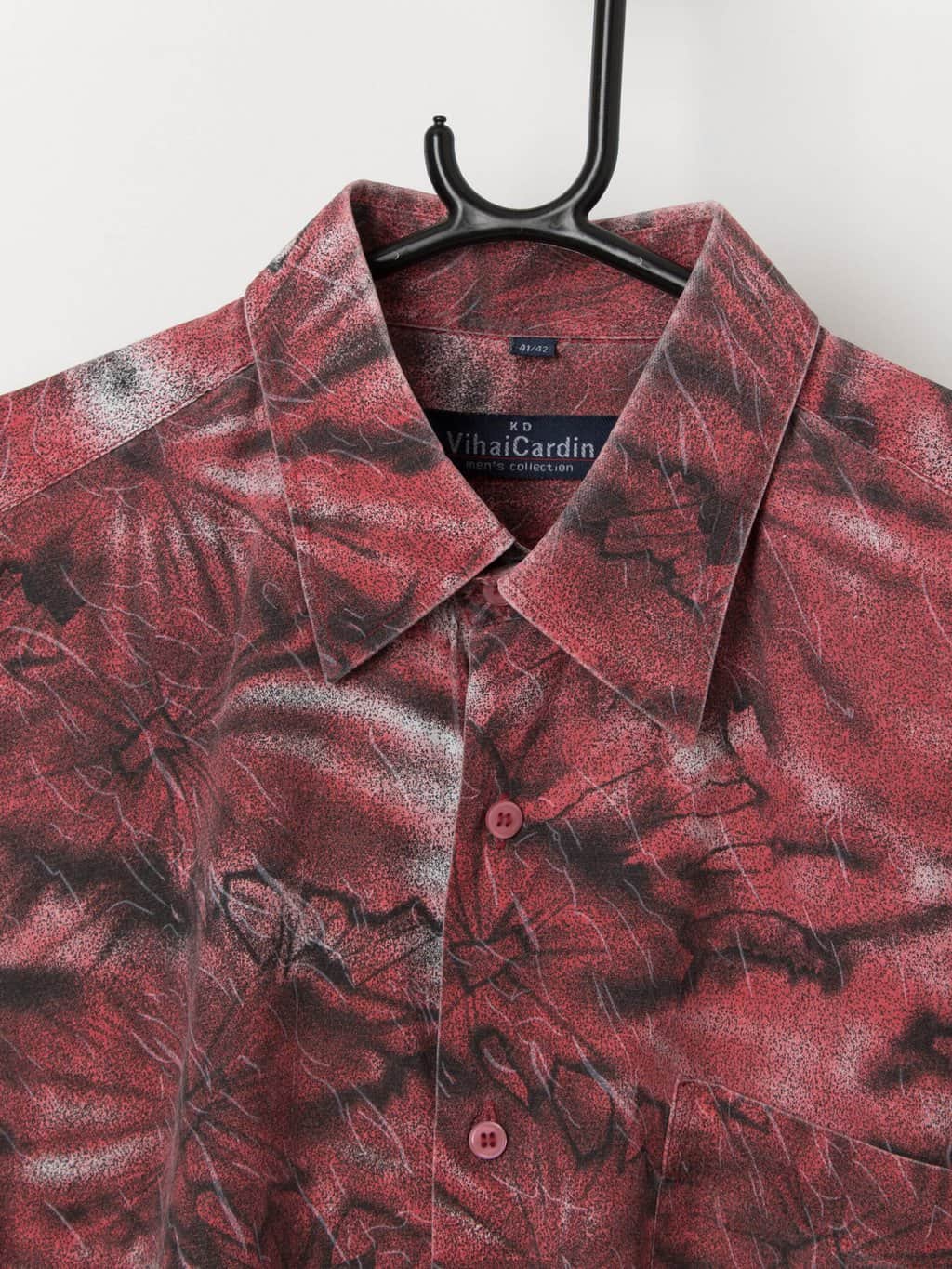 Red vintage shirt with crazy pattern - Large - Image 2