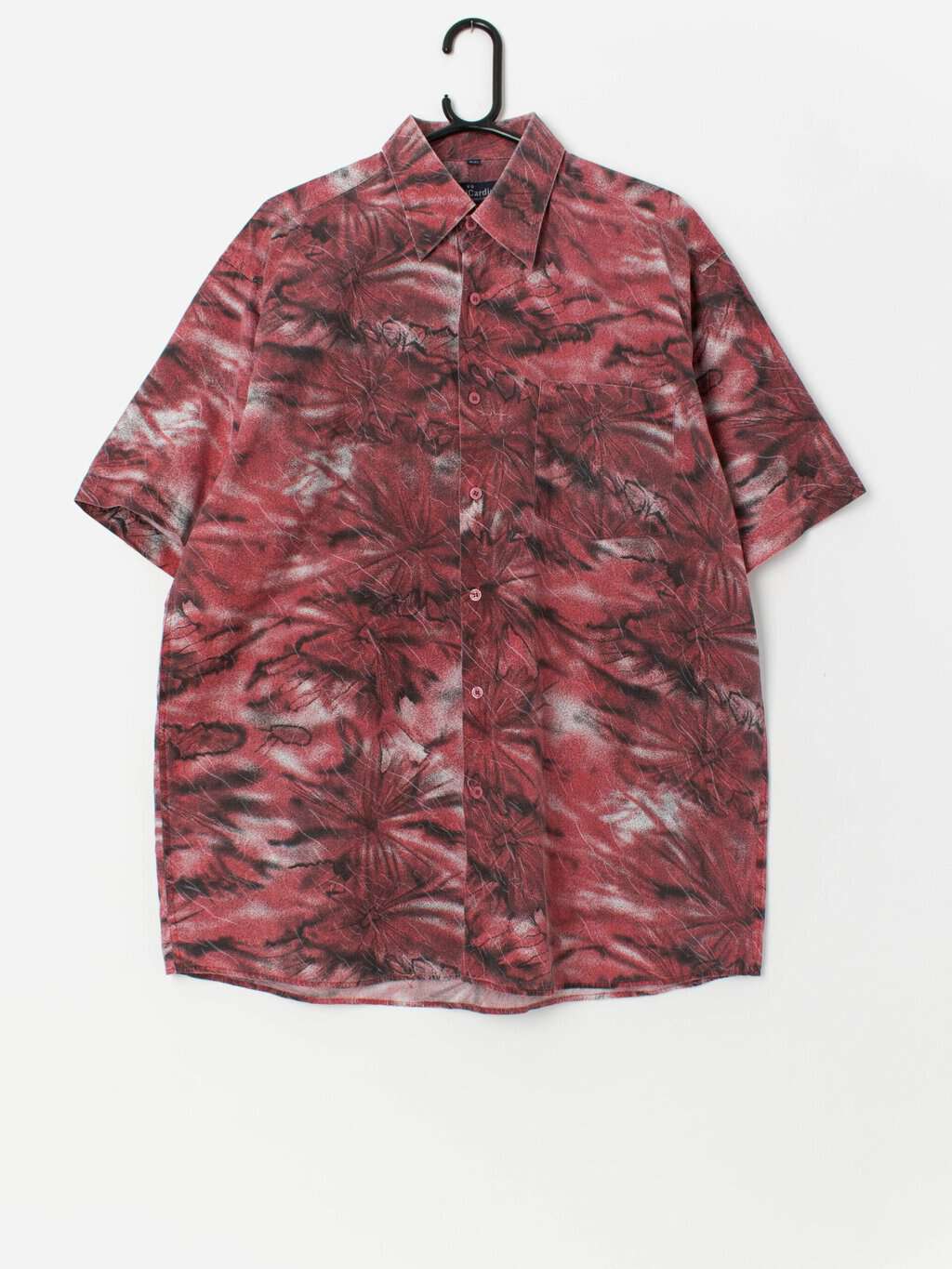 Red vintage shirt with crazy pattern - Large
