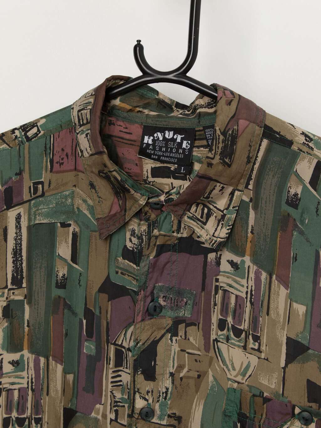 Vintage 90s silk shirt with abstract pattern - Medium / Large - Image 2