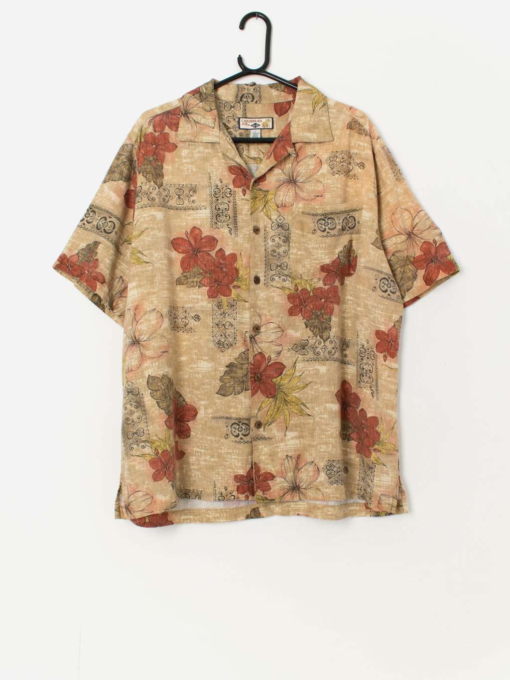 Vintage Aloha shirt with a red floral pattern - Large