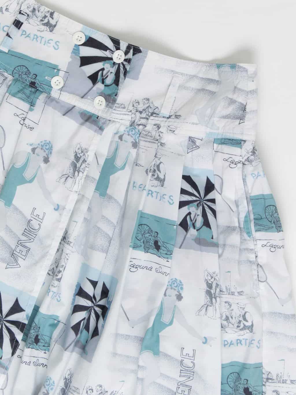 Vintage beach party print skirt in blue - Medium - Image 2