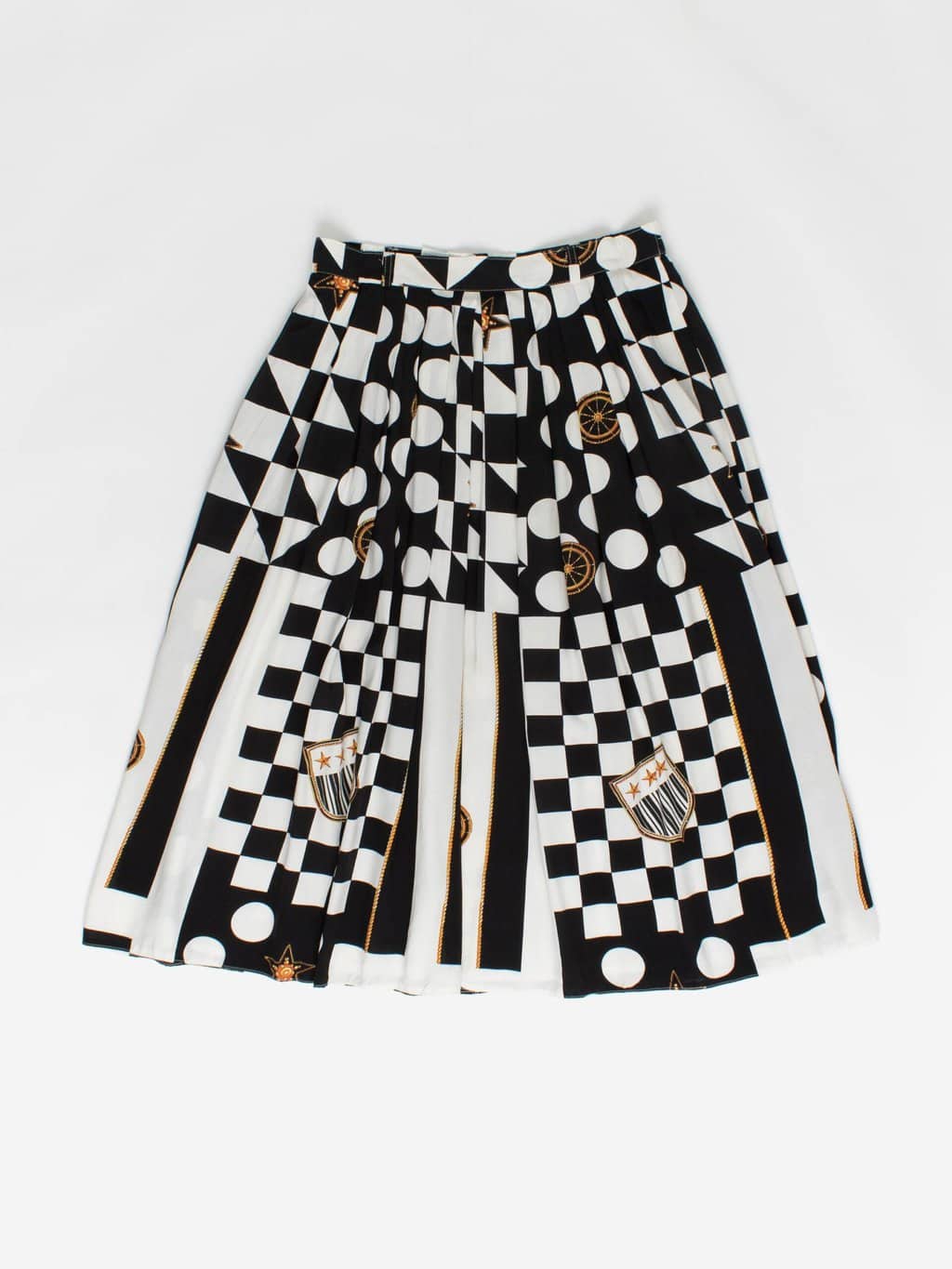 Vintage black and white patterned midi skirt - M / L
