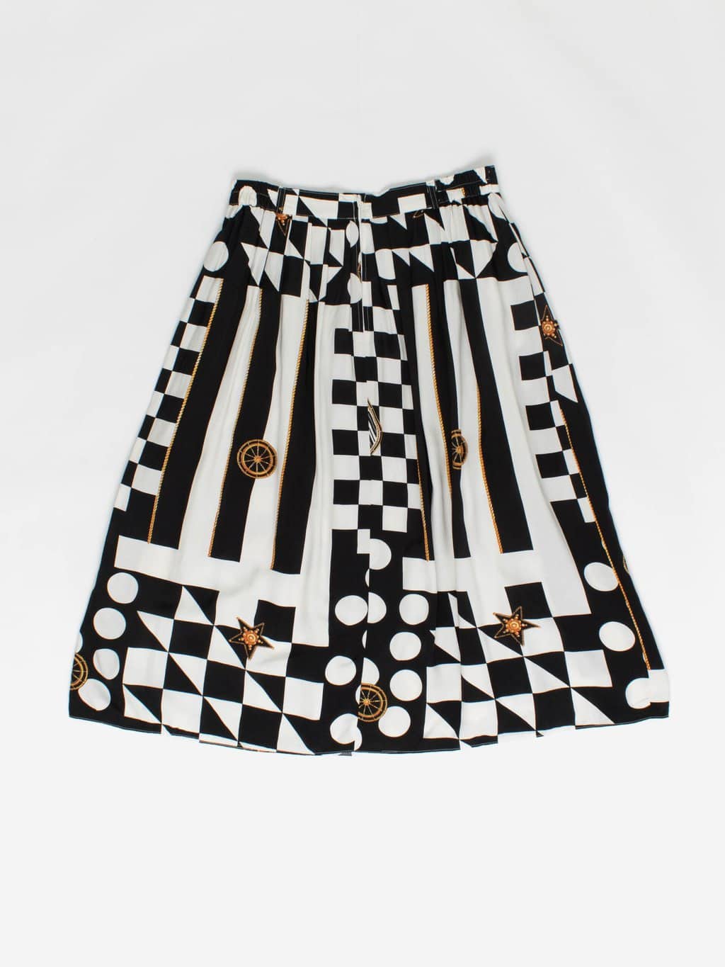 Vintage black and white patterned midi skirt - M / L - Image 3