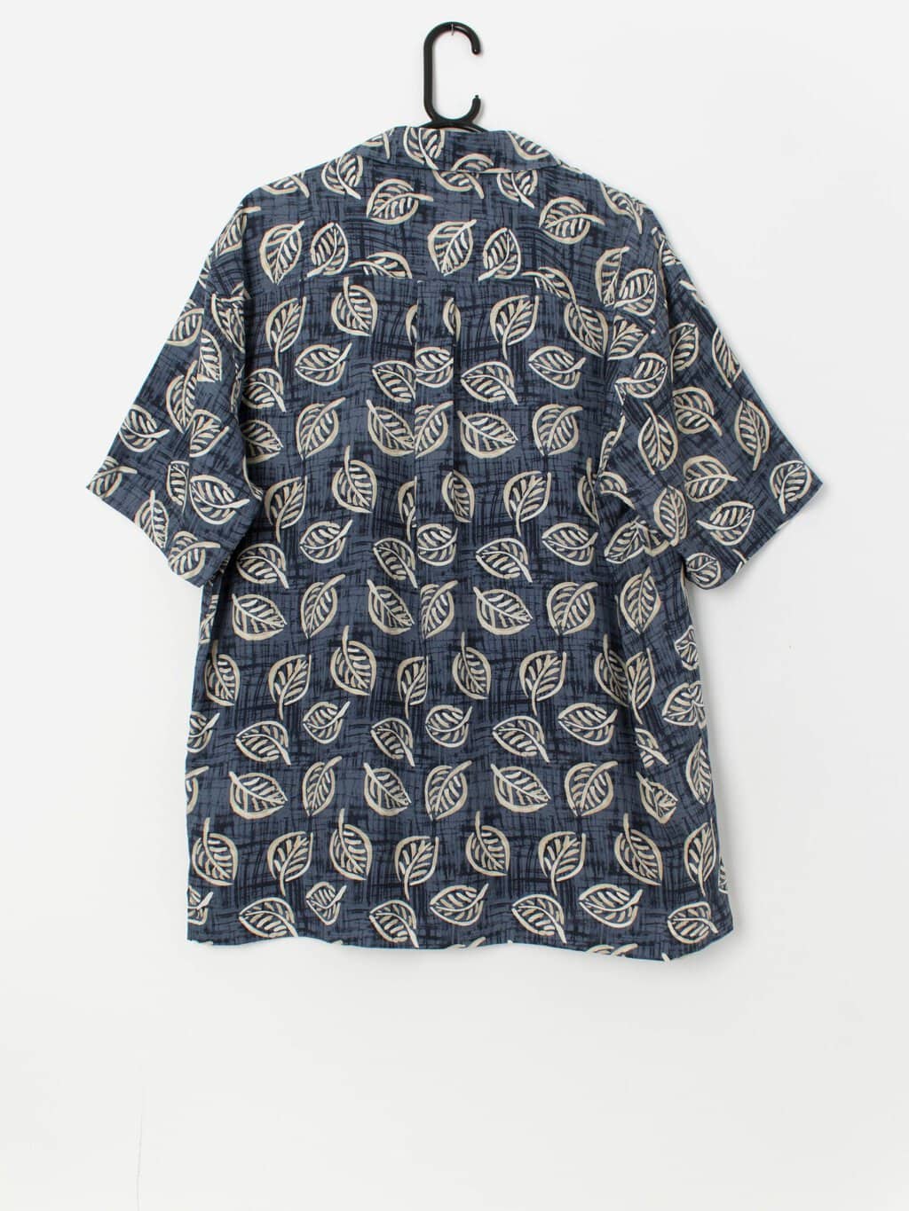 Vintage blue Hawaiian shirt with leaf print - Large - Image 3