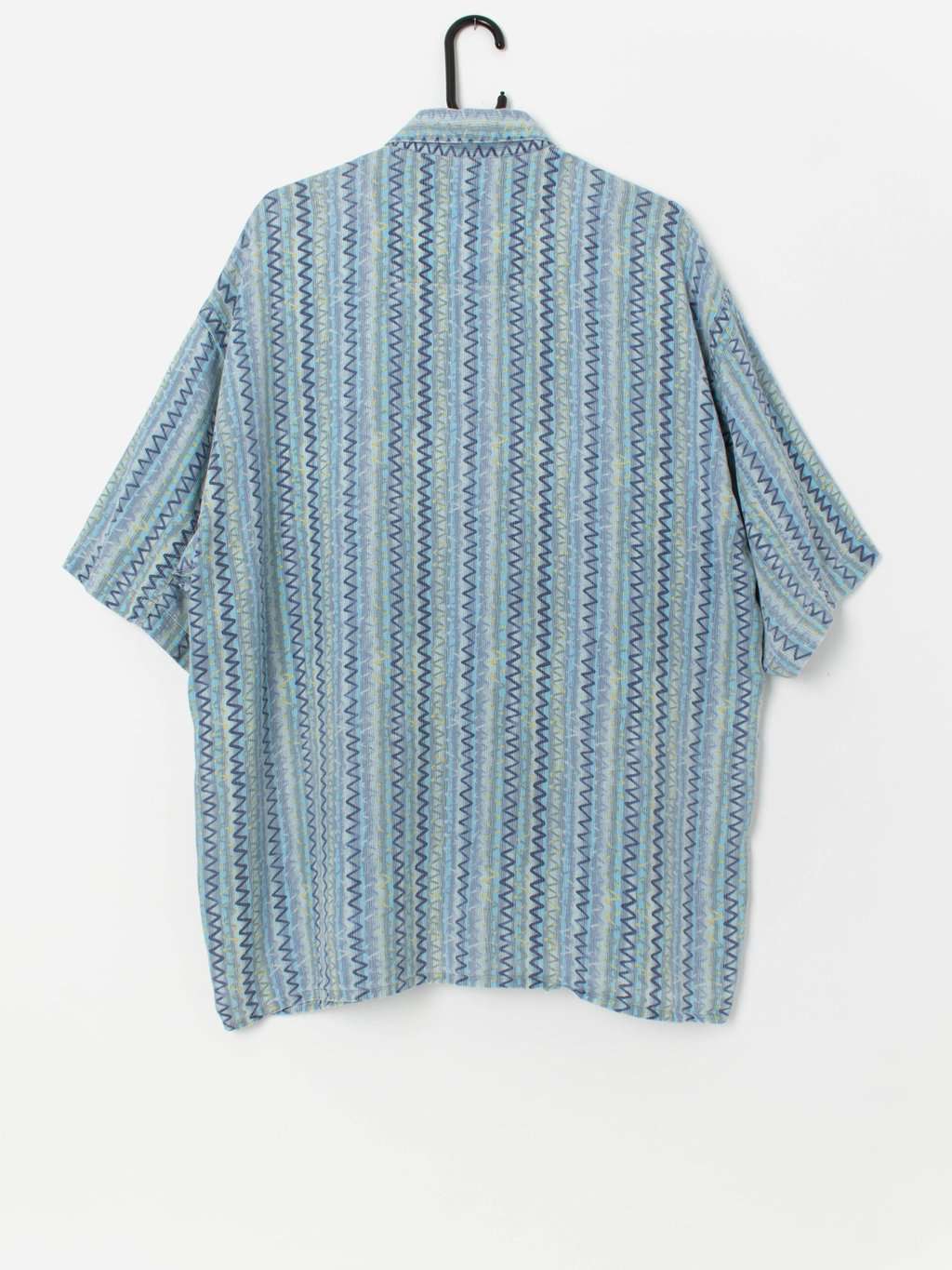 Vintage blue shirt with cool zig zag pattern - XL - Image 3