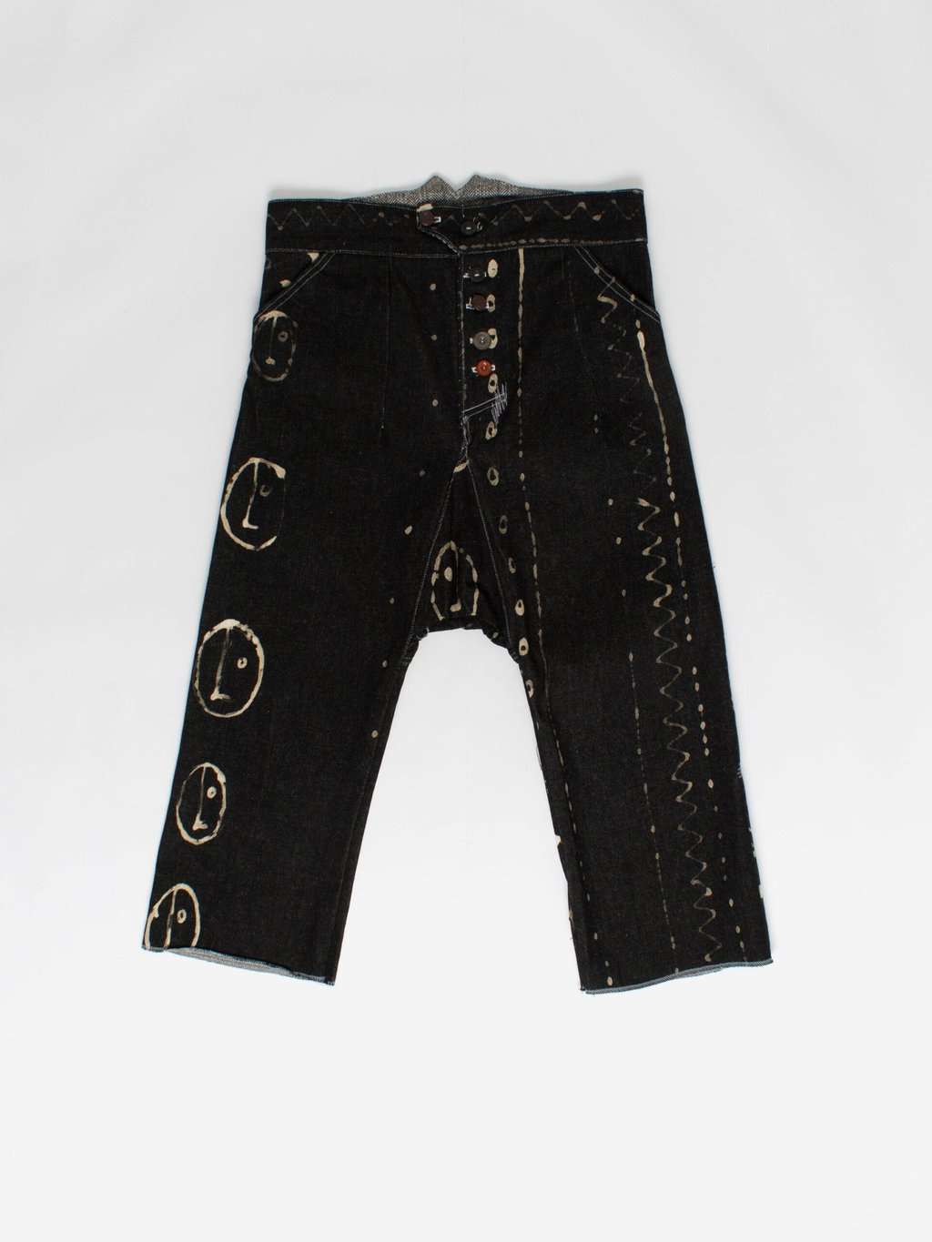 Vintage customised denim jeans with artsy design - 33 X 17