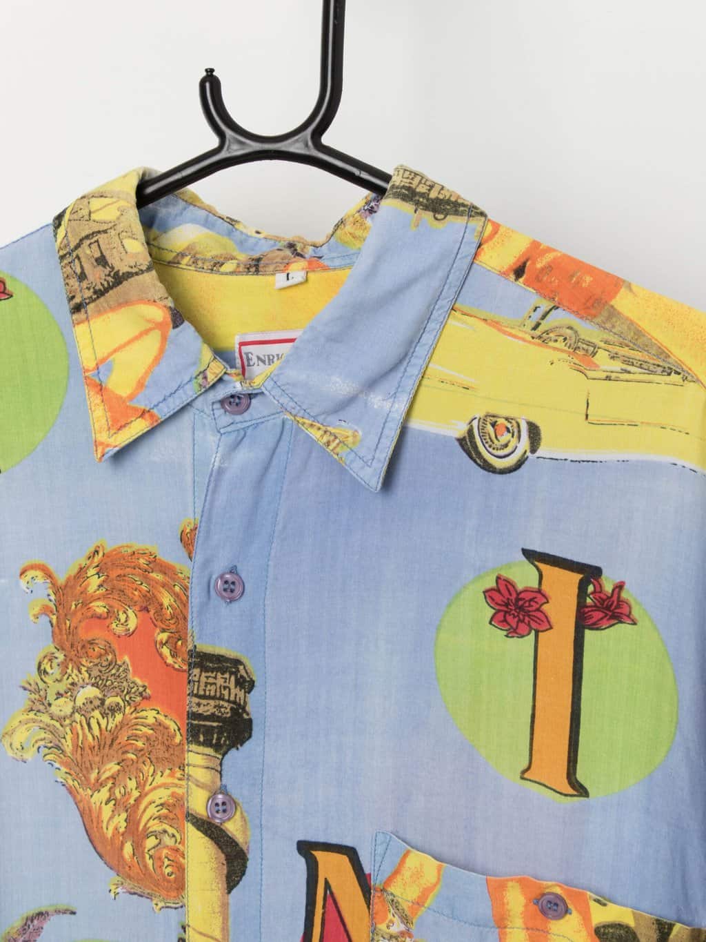 Vintage graphic holiday shirt in sky blue - Large - Image 2