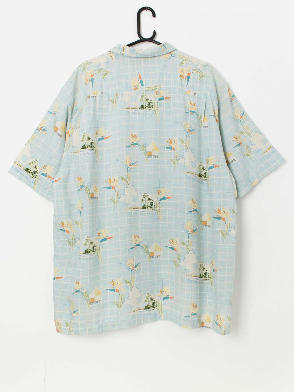 Vintage Hawaiian blue shirt with island pattern - 2XL - Image 2