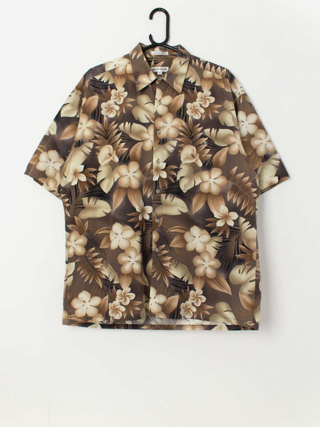 Vintage Hawaiian shirt in brown and beige - Large