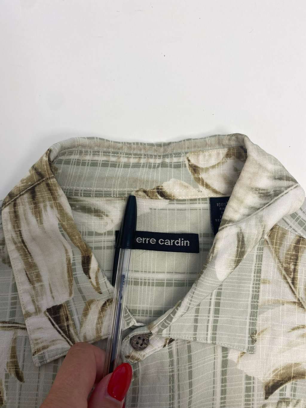 Vintage Hawaiian shirt in pastel green with leaf print - XL - Image 5