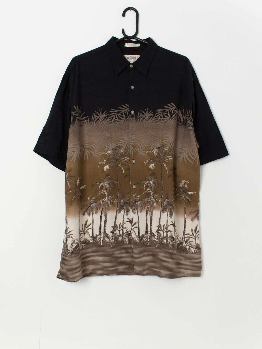 Vintage Hawaiian shirt with brown palm tree design - Large
