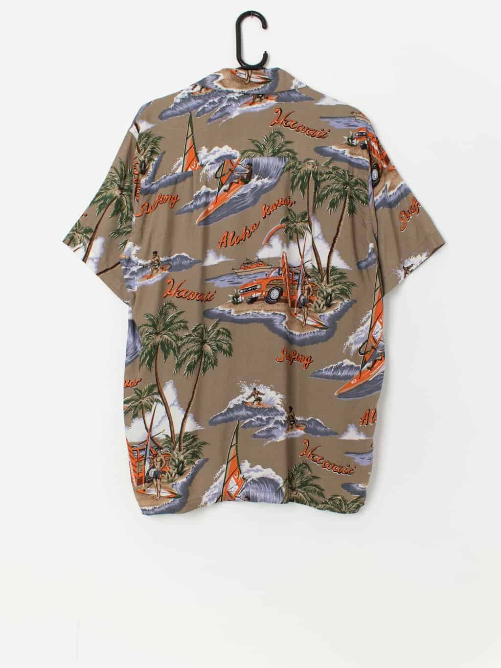 Vintage Hawaiian shirt with surfing print - Medium - Image 3