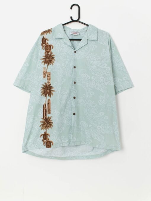 Vintage Hawaiian shirt with totem pattern - Large