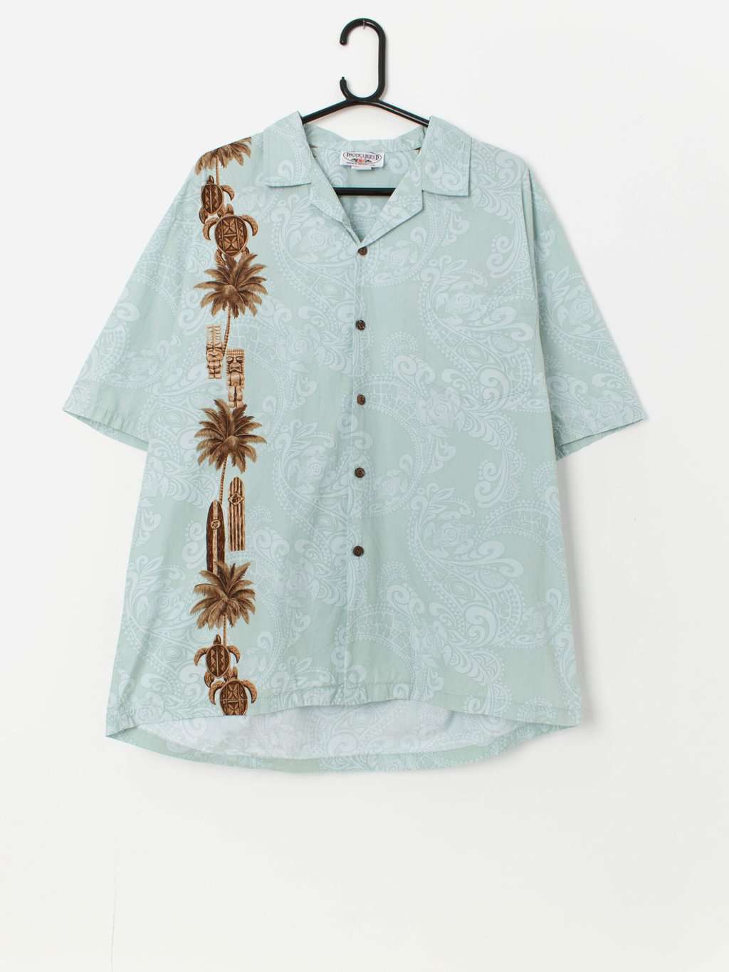 Vintage Hawaiian shirt with totem pattern - Large