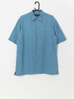 Vintage Hawaiian silk shirt in blue - Medium