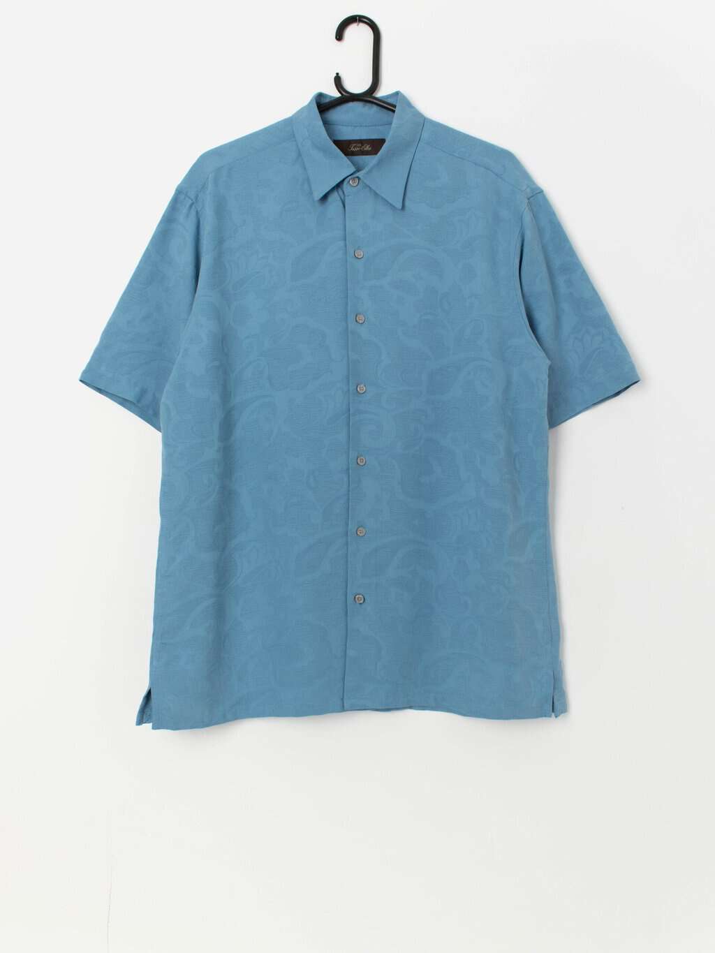 Vintage Hawaiian silk shirt in blue - Medium