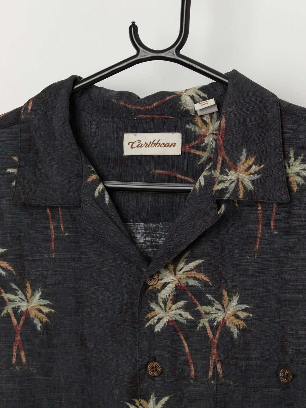 Vintage Hawaiian silk shirt with palm tree print - Large - Image 2