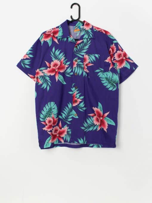 Vintage purple Hawaiian shirt with coconut buttons - Small
